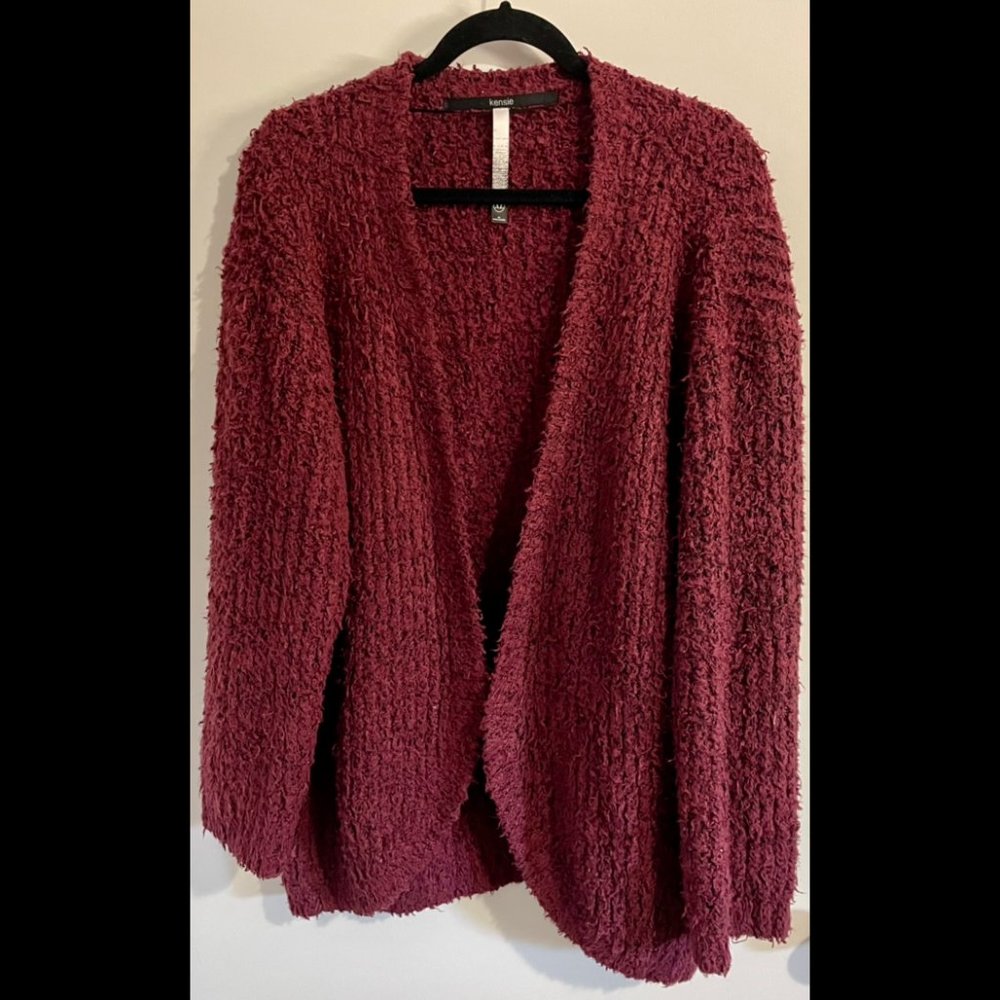 Kensie Maroon Cardigan Sweater Size XL